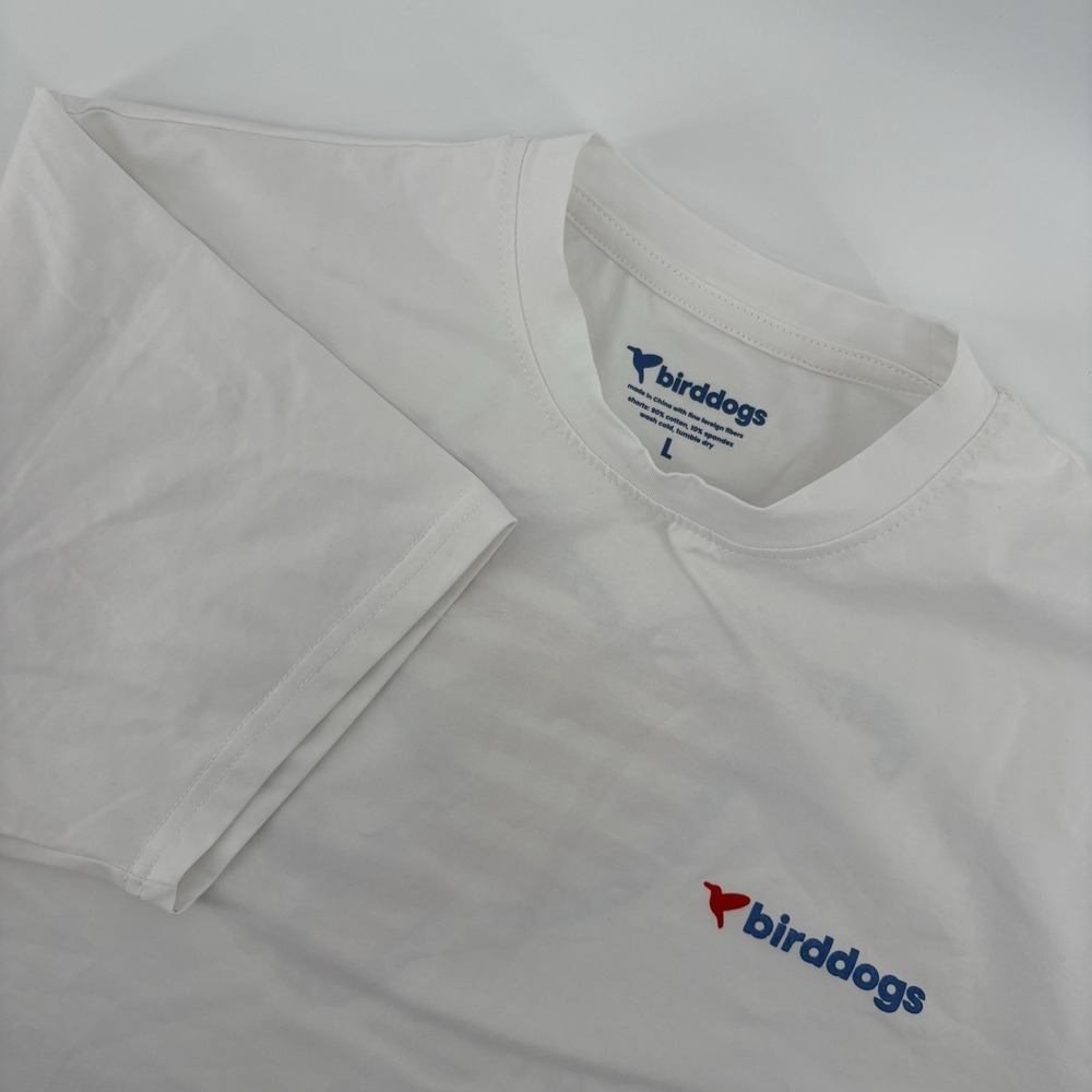 Birddogs Shirt Mens L White Stretch April Big Cannons Logo Graphic Crewneck Tee